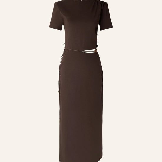 Young Ideas/Henmores - Vertigo Bead Detail Midi Dress - Espresso - S