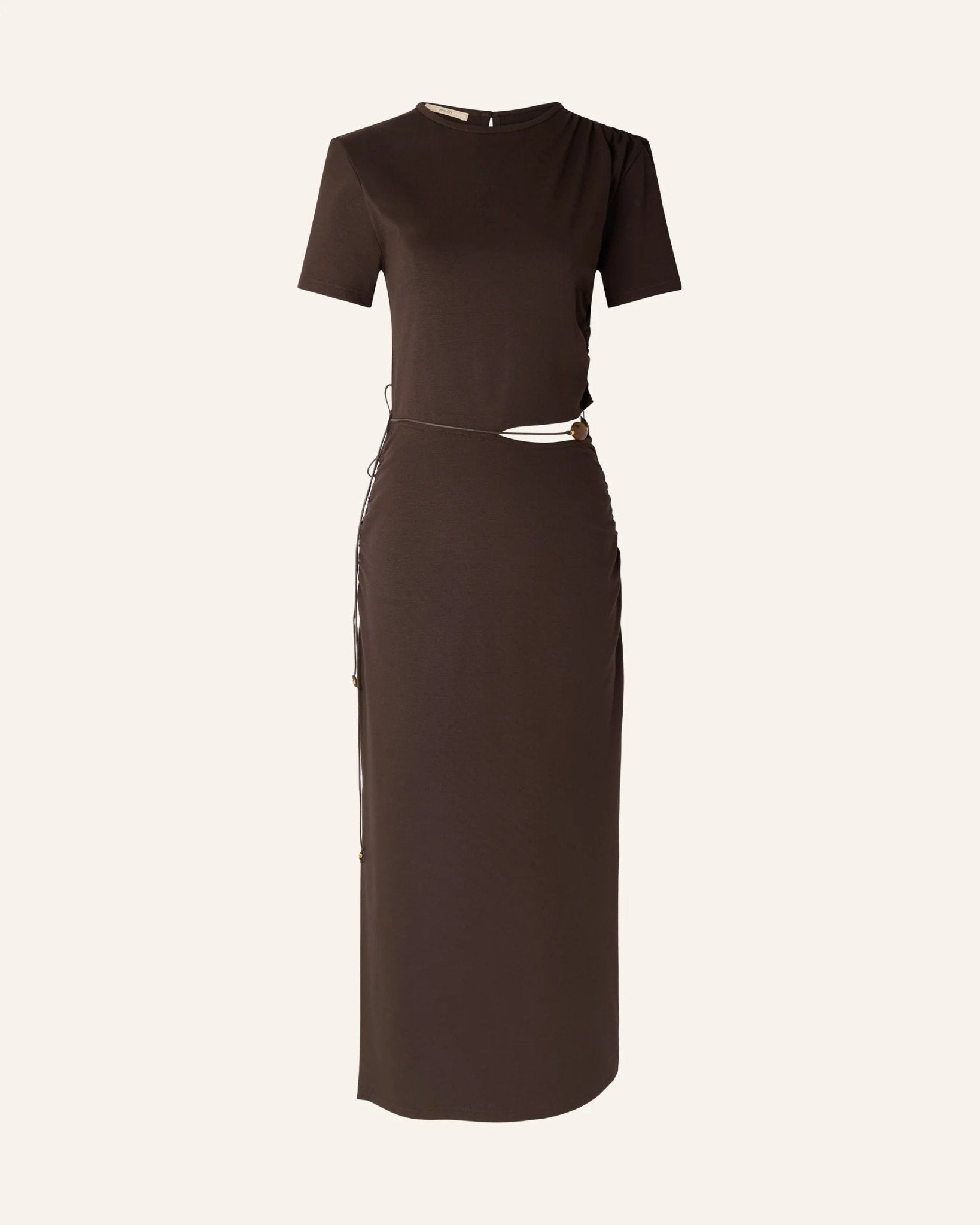 Young Ideas/Henmores - Vertigo Bead Detail Midi Dress - Espresso - S