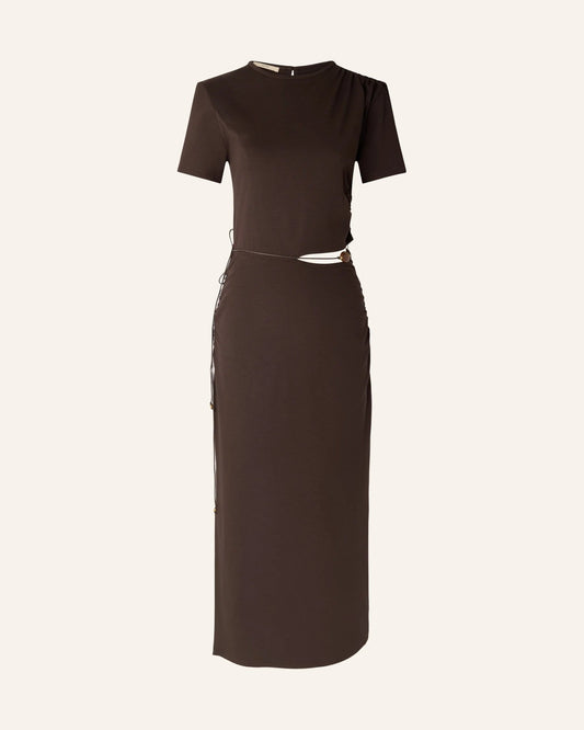Young Ideas/Henmores - Vertigo Bead Detail Midi Dress - Espresso - S