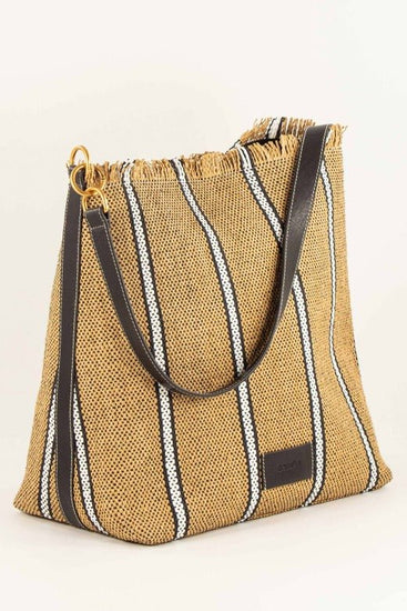 Young Ideas/Henmores - Vita Mia S Raffia Stripe Large Bag - Natural - OS