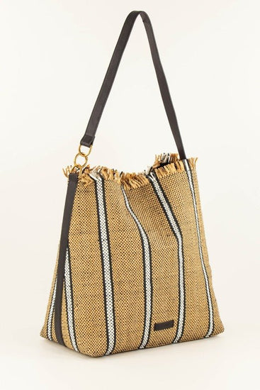 Young Ideas/Henmores - Vita Mia S Raffia Stripe Large Bag - Natural - OS