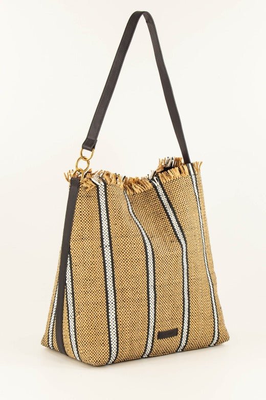 Young Ideas/Henmores - Vita Mia S Raffia Stripe Large Bag - Natural - OS