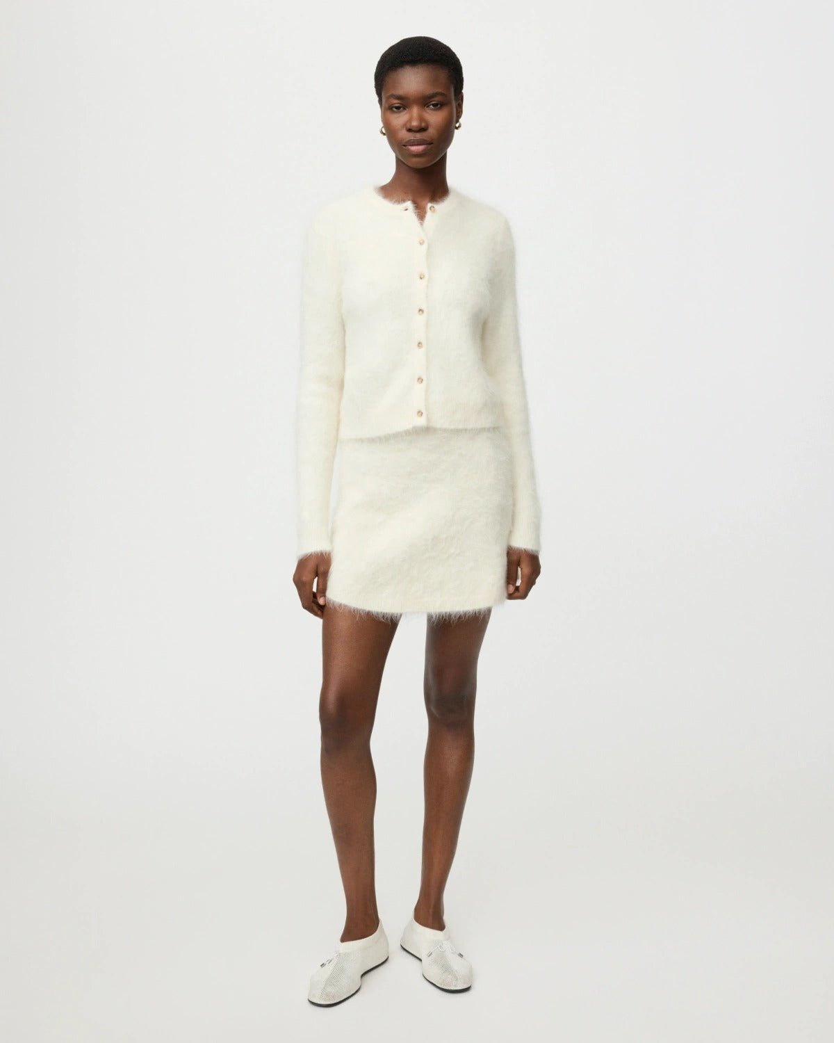 Young Ideas & Henmores -Alpaca Cardigan -Feather White -XS