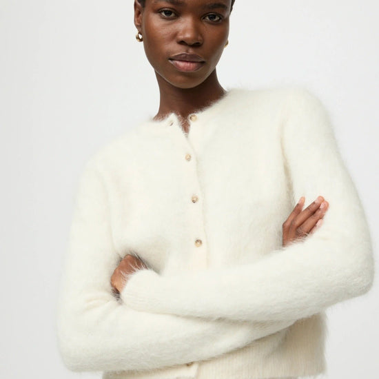 Young Ideas & Henmores -Alpaca Cardigan -Feather White -XS