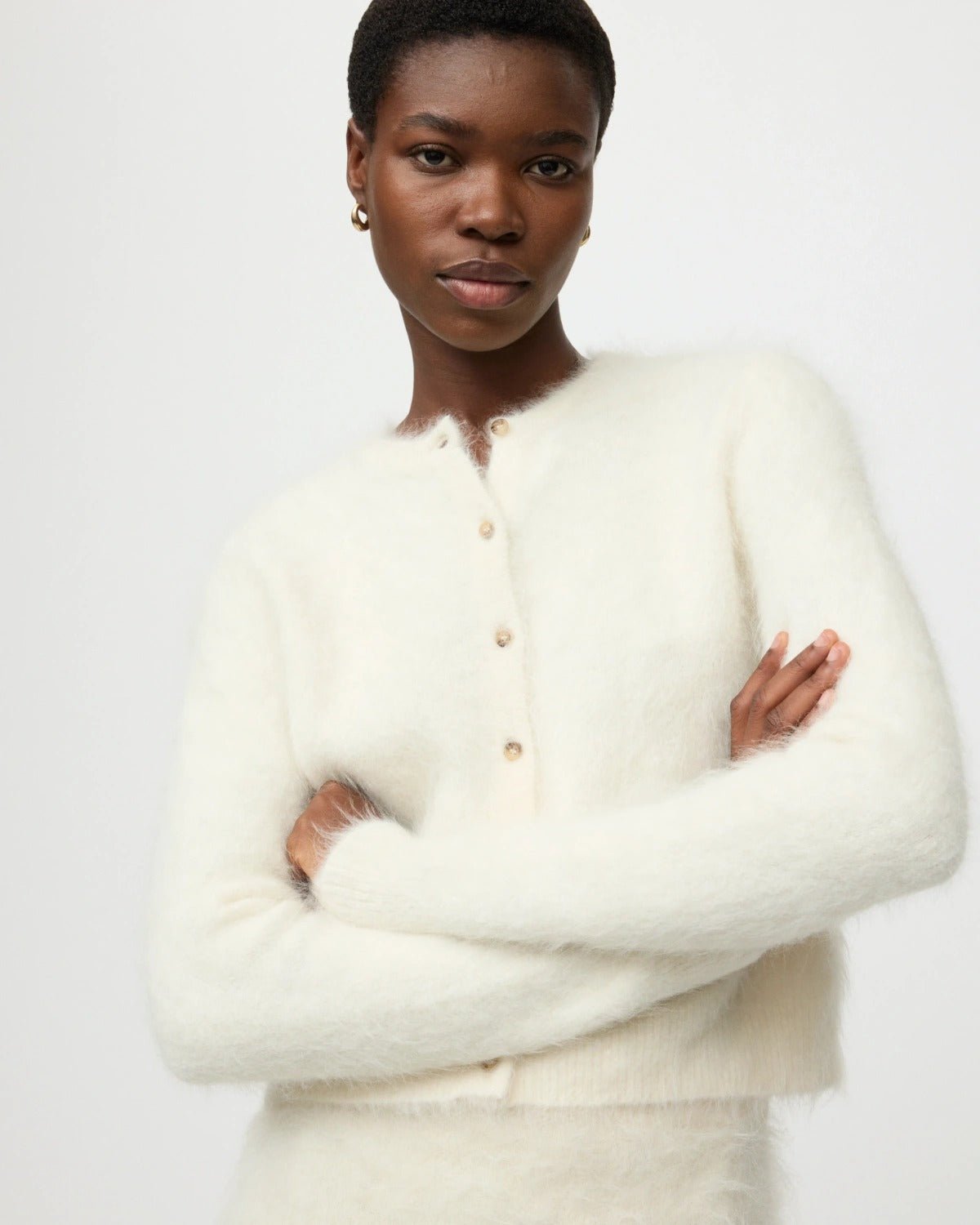 Young Ideas & Henmores -Alpaca Cardigan -Feather White -XS