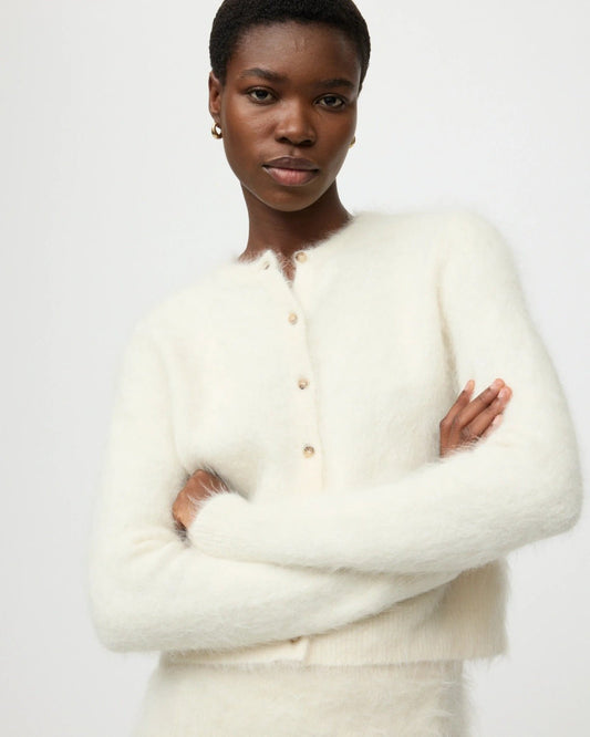 Young Ideas & Henmores -Alpaca Cardigan -Feather White -XS