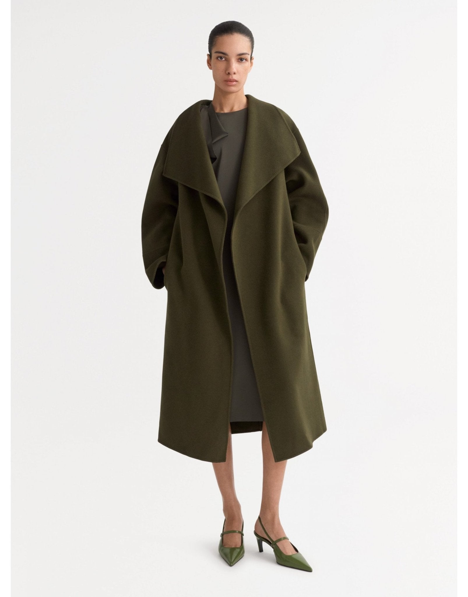 Young Ideas/Henmores - Cashmere Belted Long Coat - Olive - XS
