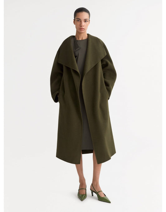 Young Ideas/Henmores - Cashmere Belted Long Coat - Olive - XS