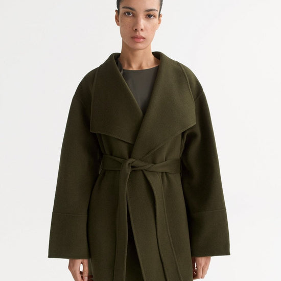 Young Ideas/Henmores - Cashmere Belted Long Coat - Olive - XS