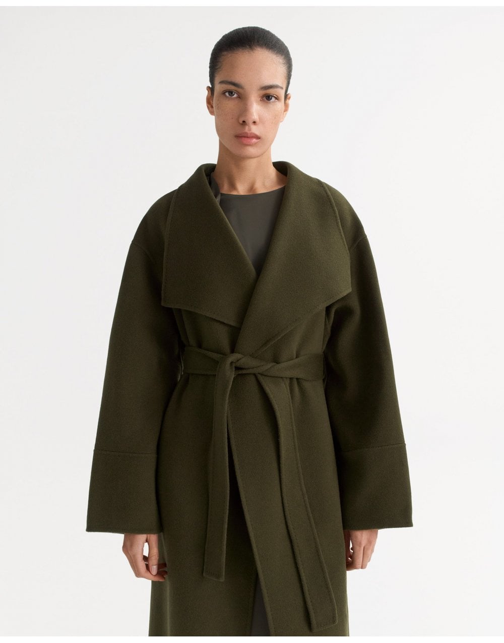 Young Ideas/Henmores - Cashmere Belted Long Coat - Olive - XS