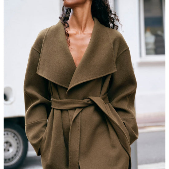 Young Ideas/Henmores - Cashmere Belted Long Coat - Olive - XS