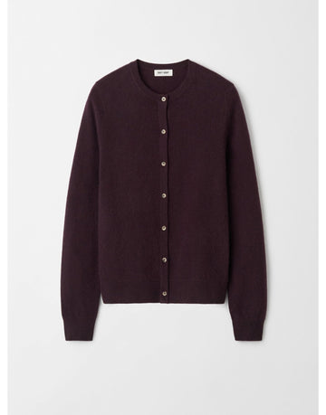 Young Ideas/Henmores - Cashmere Button Through Cardigan - Midnight Plum - XS