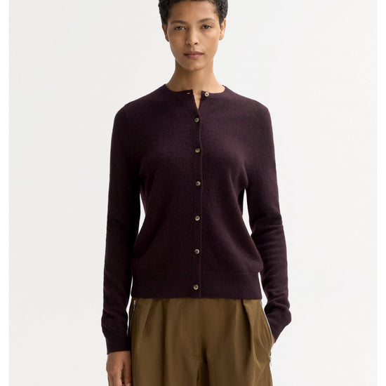 Young Ideas/Henmores - Cashmere Button Through Cardigan - Midnight Plum - XS