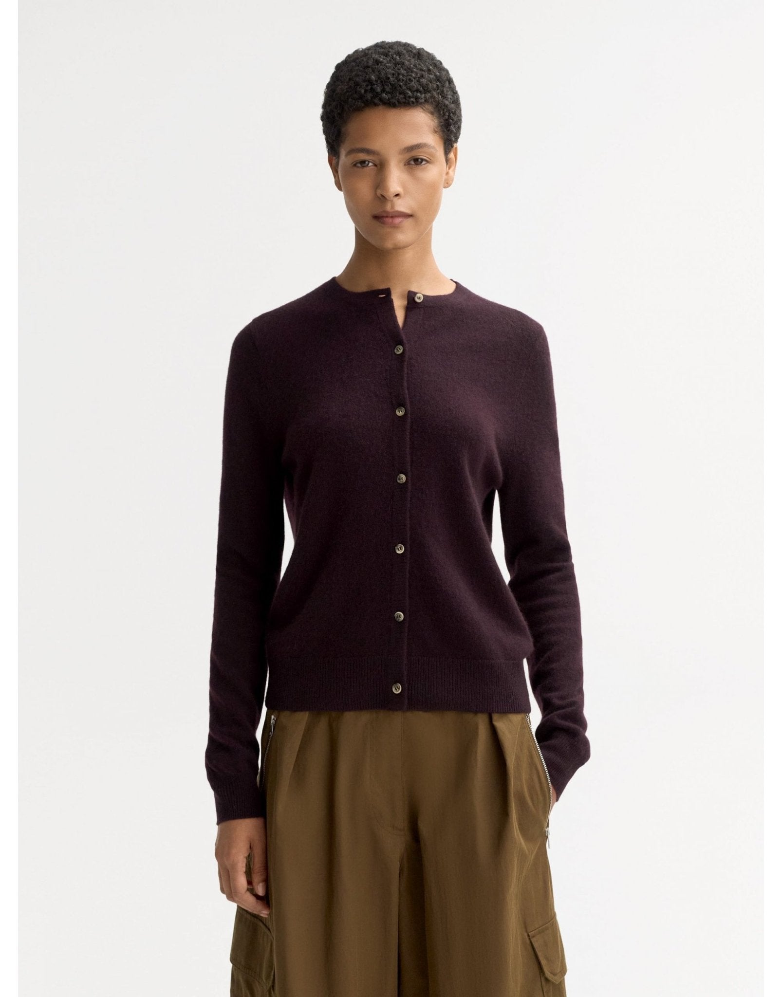 Young Ideas/Henmores - Cashmere Button Through Cardigan - Midnight Plum - XS