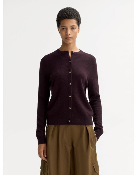 Young Ideas/Henmores - Cashmere Button Through Cardigan - Midnight Plum - XS
