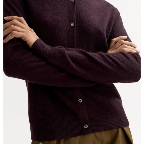 Young Ideas/Henmores - Cashmere Button Through Cardigan - Midnight Plum - XS