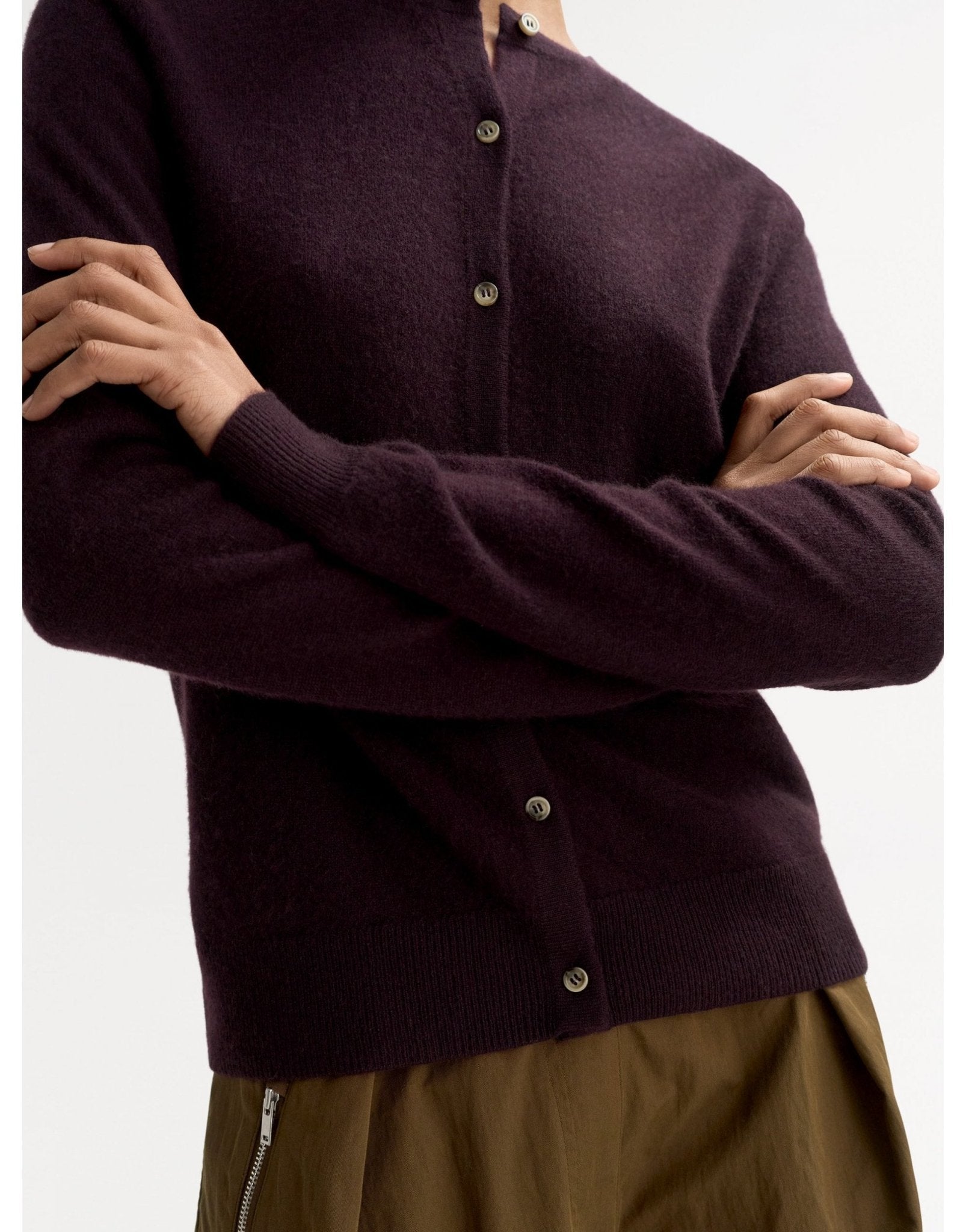 Young Ideas/Henmores - Cashmere Button Through Cardigan - Midnight Plum - XS