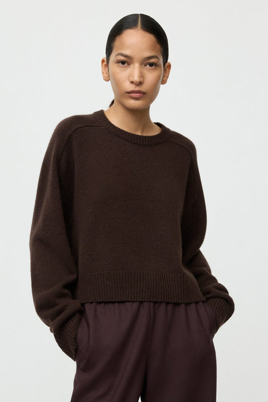 Young Ideas & Henmores -Cashmere Crew Neck Top -Mocha -XS