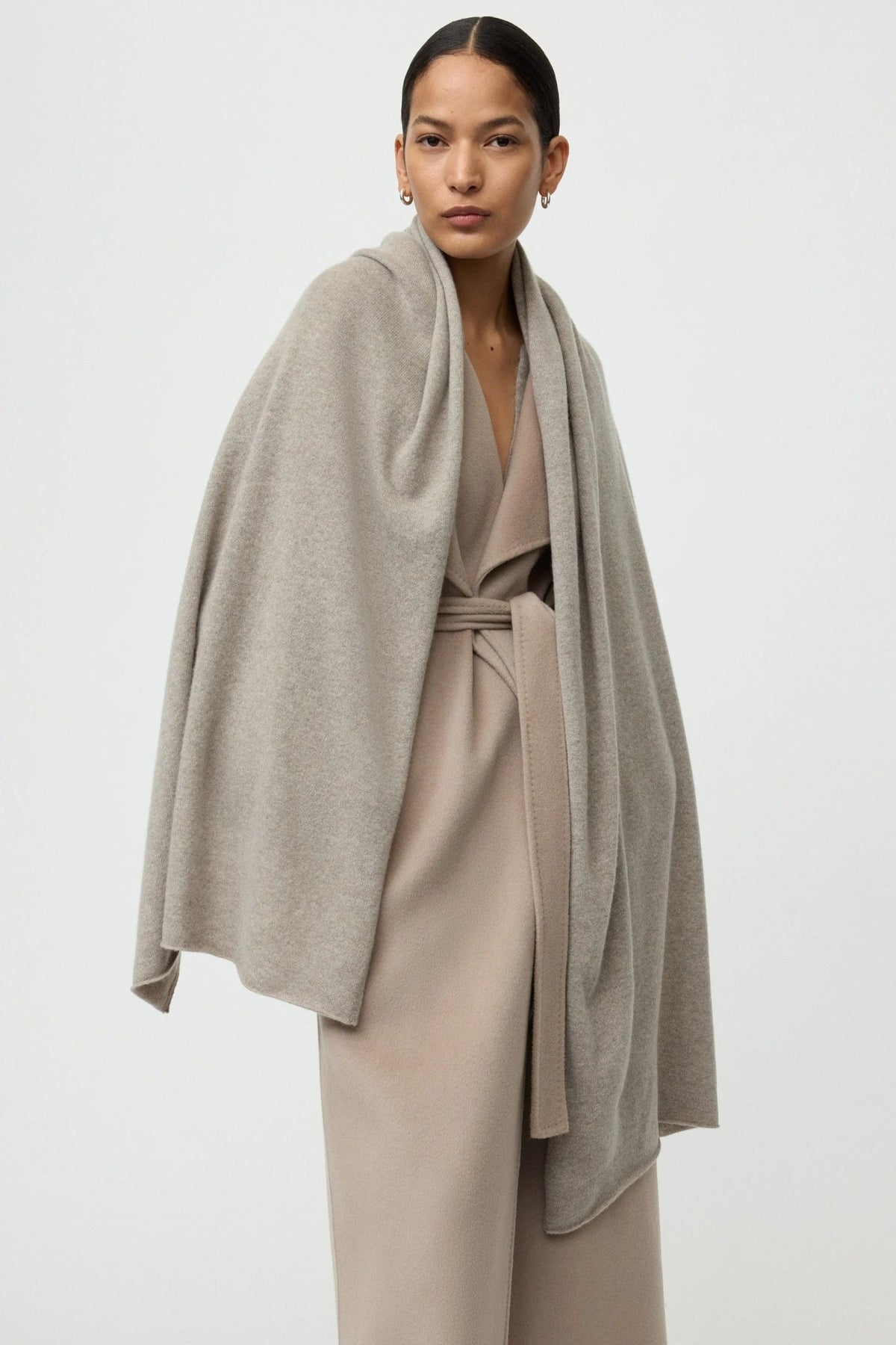 Young Ideas & Henmores -Cashmere Knitted Scarf -Grey/Beige -OS