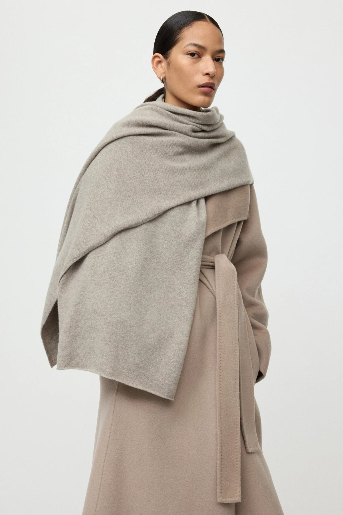 Young Ideas & Henmores -Cashmere Knitted Scarf -Grey/Beige -OS