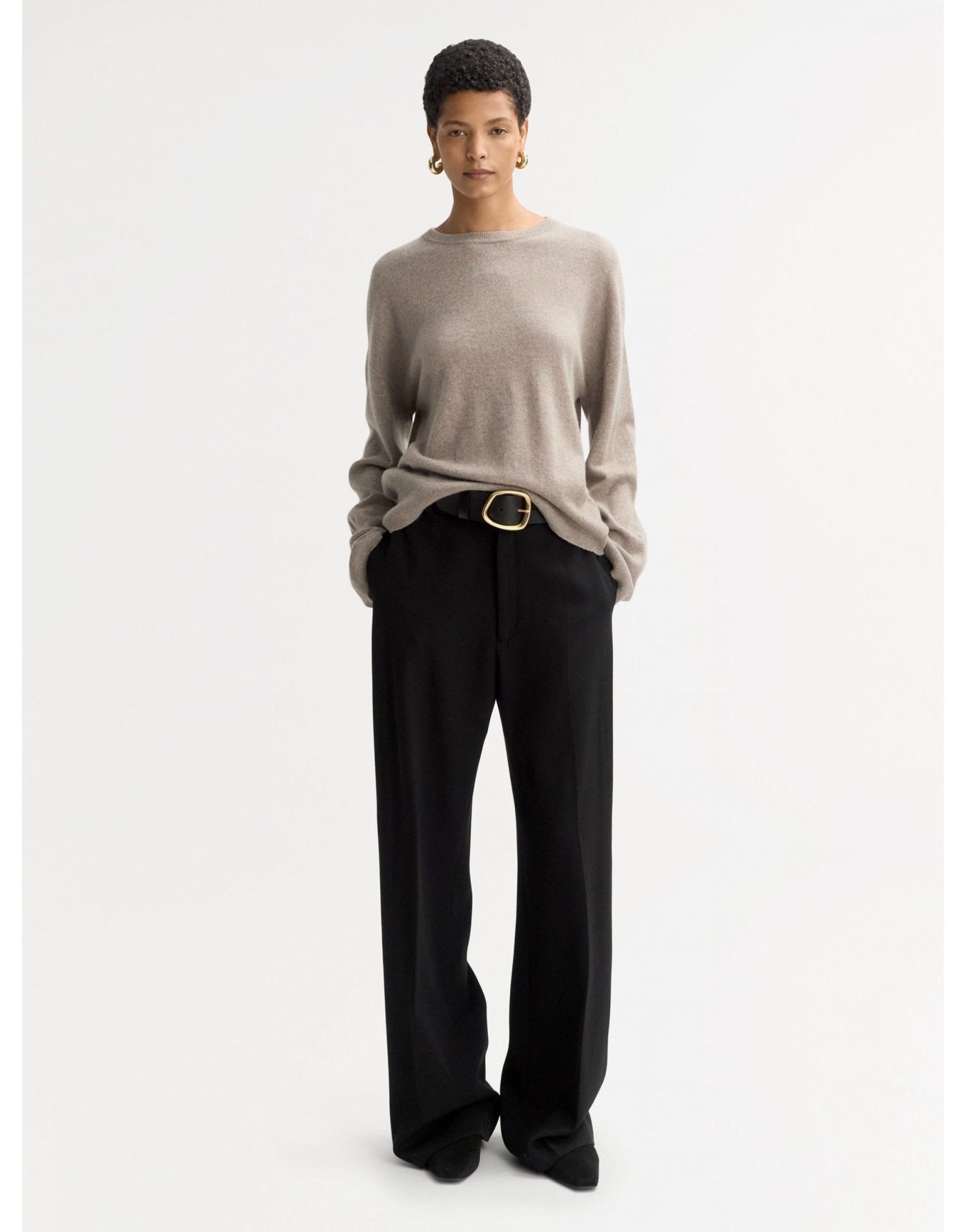 Young Ideas/Henmores - Cashmere Regular Fit Crew Neck Jumper - Greige - S