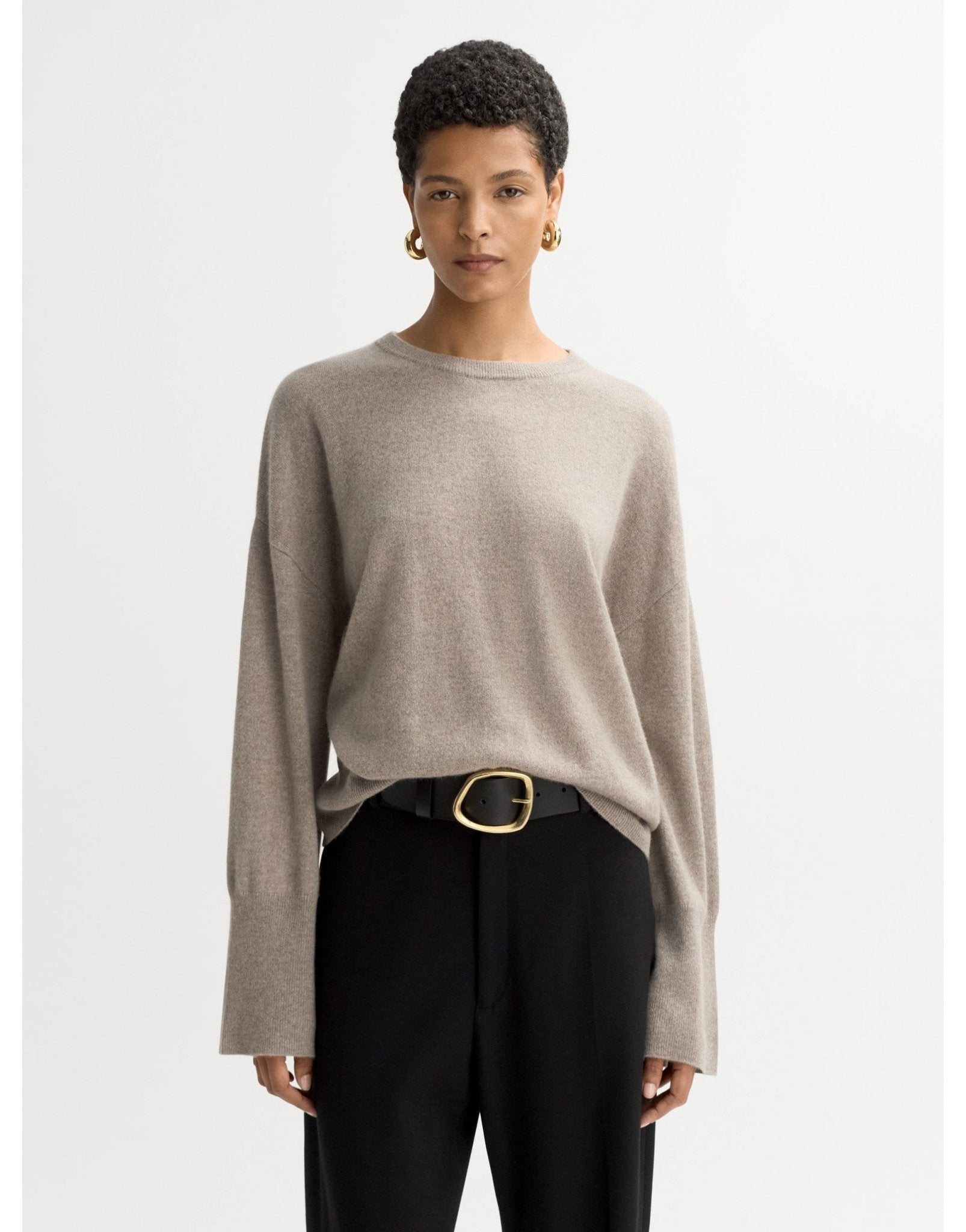 Young Ideas/Henmores - Cashmere Regular Fit Crew Neck Jumper - Greige - S