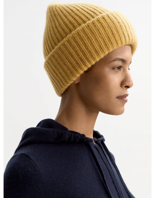 Young Ideas/Henmores - Cashmere Ribbed Beanie - Light Honey - OS