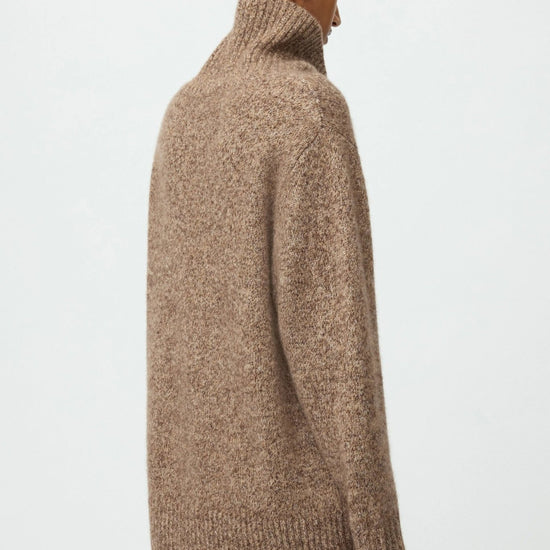 Young Ideas & Henmores -Cashmere Wool Relaxed Fit Turtleneck -Brown Melange -XS