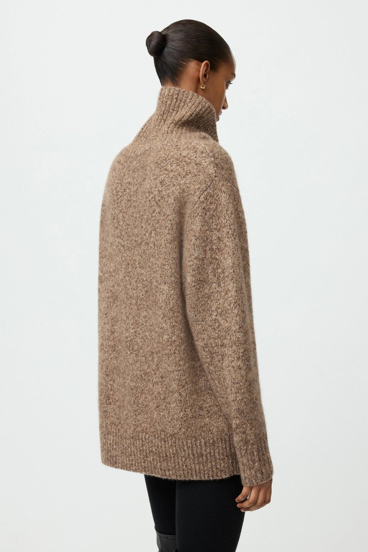 Young Ideas & Henmores -Cashmere Wool Relaxed Fit Turtleneck -Brown Melange -XS