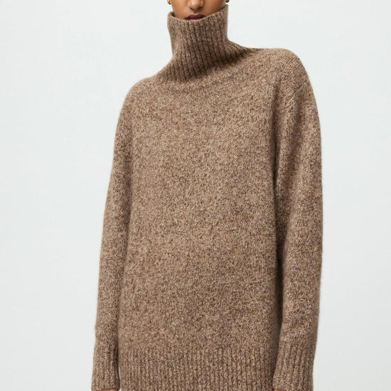 Young Ideas & Henmores -Cashmere Wool Relaxed Fit Turtleneck -Brown Melange -XS