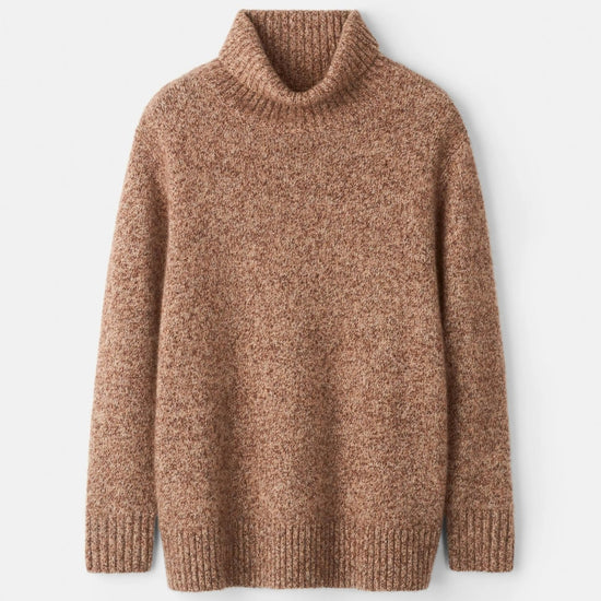Young Ideas & Henmores -Cashmere Wool Relaxed Fit Turtleneck -Brown Melange -XS