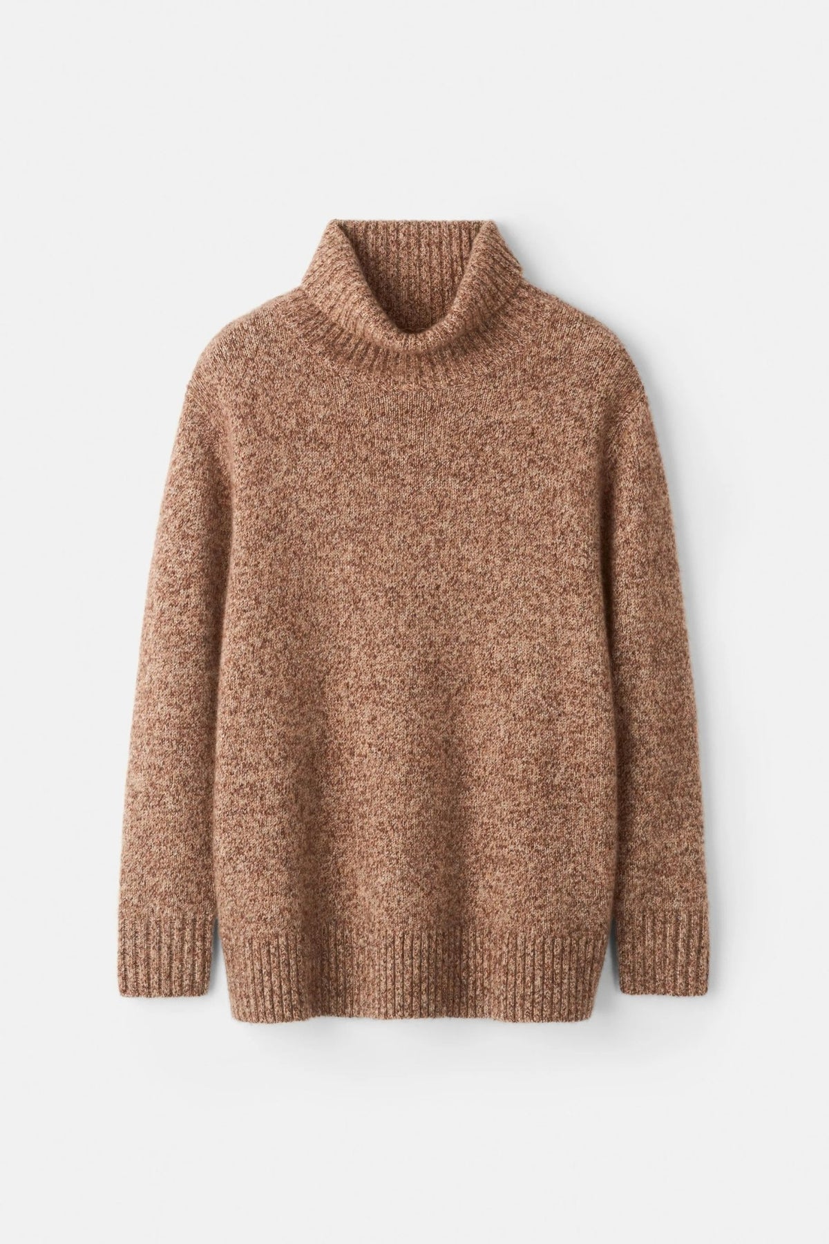 Young Ideas & Henmores -Cashmere Wool Relaxed Fit Turtleneck -Brown Melange -XS