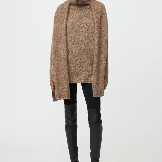 Young Ideas & Henmores -Cashmere Wool Relaxed Fit Turtleneck -Brown Melange -XS