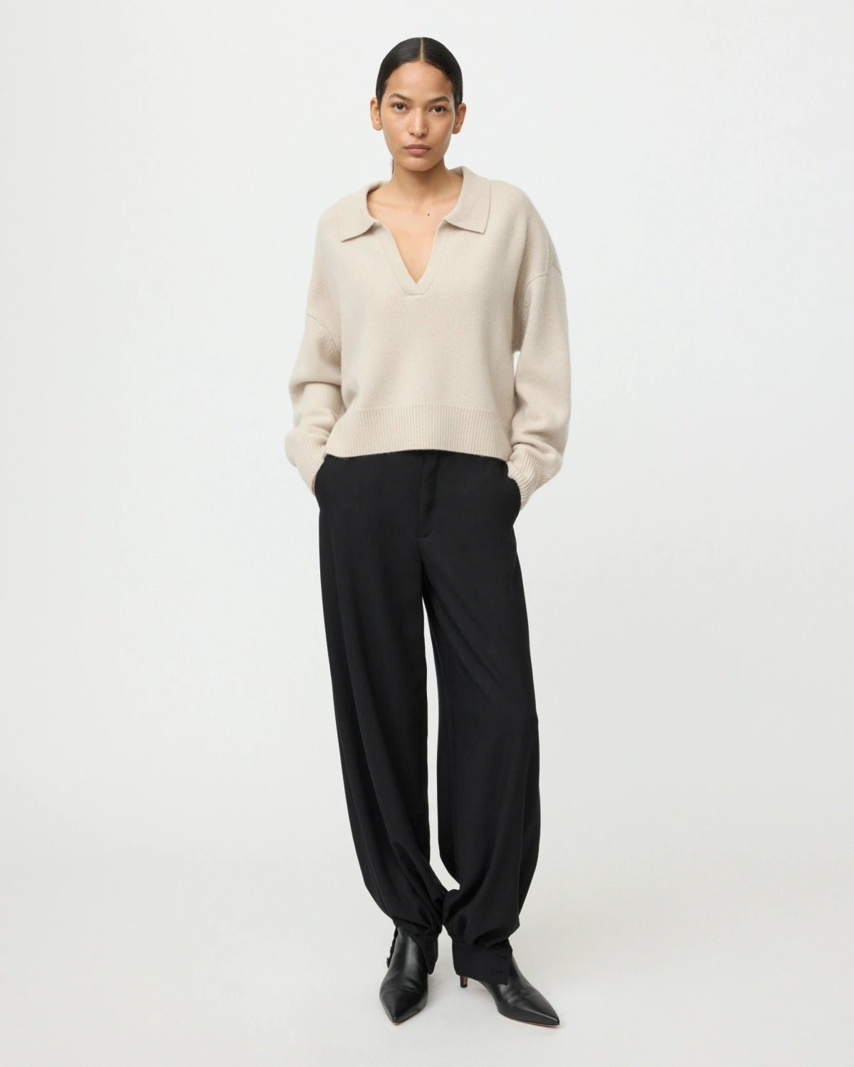 Young Ideas & Henmores -Relaxed Fit Polo Shirt -Chalk -XS