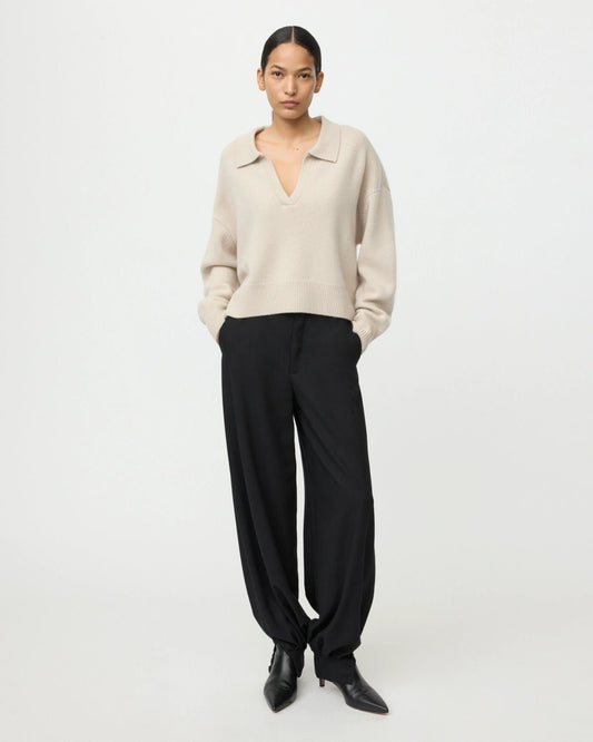 Young Ideas & Henmores -Relaxed Fit Polo Shirt -Chalk -XS