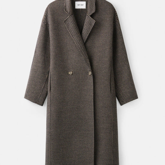 Young Ideas & Henmores -Wool Cashmere Oversized Houndstooth Coat -Black/Beige -XS