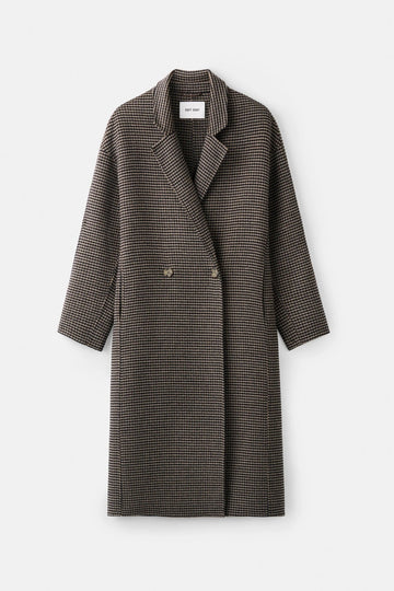 Young Ideas & Henmores -Wool Cashmere Oversized Houndstooth Coat -Black/Beige -XS
