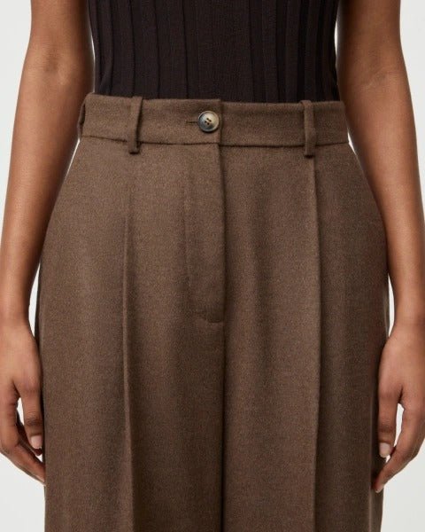 Young Ideas & Henmores -Wool Silk Wide Pleat Trousers -Mocha -8