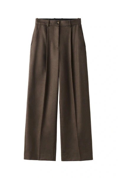 Young Ideas & Henmores -Wool Silk Wide Pleat Trousers -Mocha -8