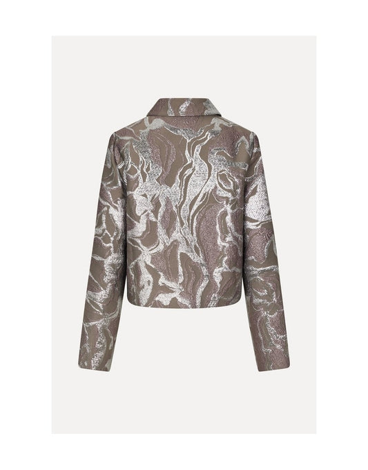 Young Ideas/Henmores - Abstract Foliage Boxy Straight Jacket - Grey Metallic - S