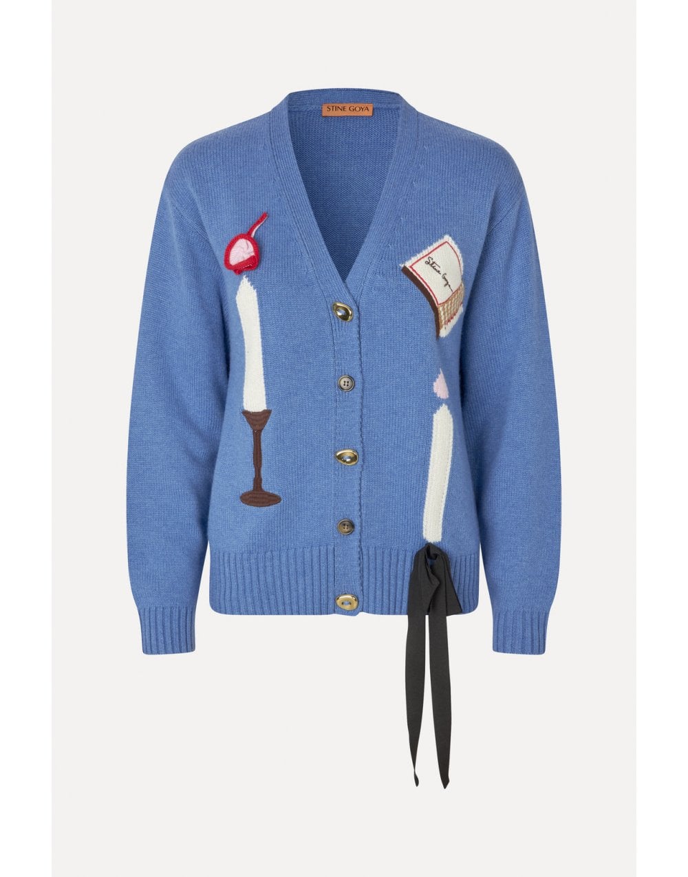 Young Ideas/Henmores - Candle Setting Intarsia Cardigan - Blue - XS