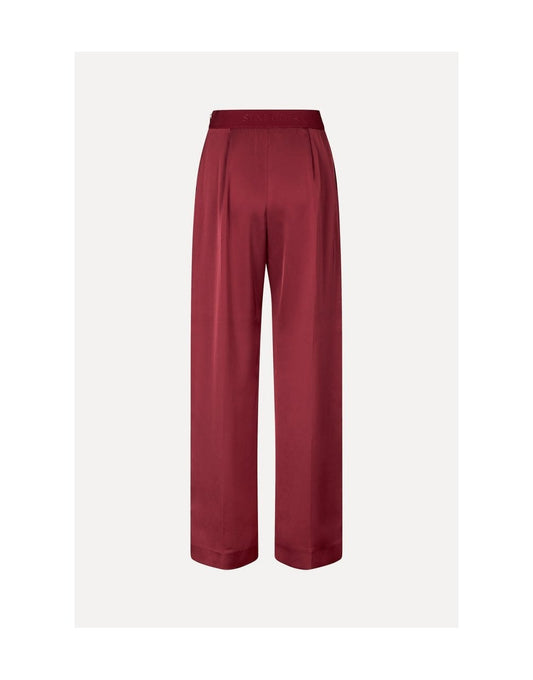 Young Ideas/Henmores - Ciara Elasticated Satin Wide Leg Trousers - Raspberry - XS