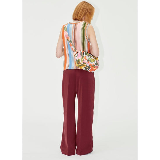 Young Ideas/Henmores - Ciara Elasticated Satin Wide Leg Trousers - Raspberry - XS