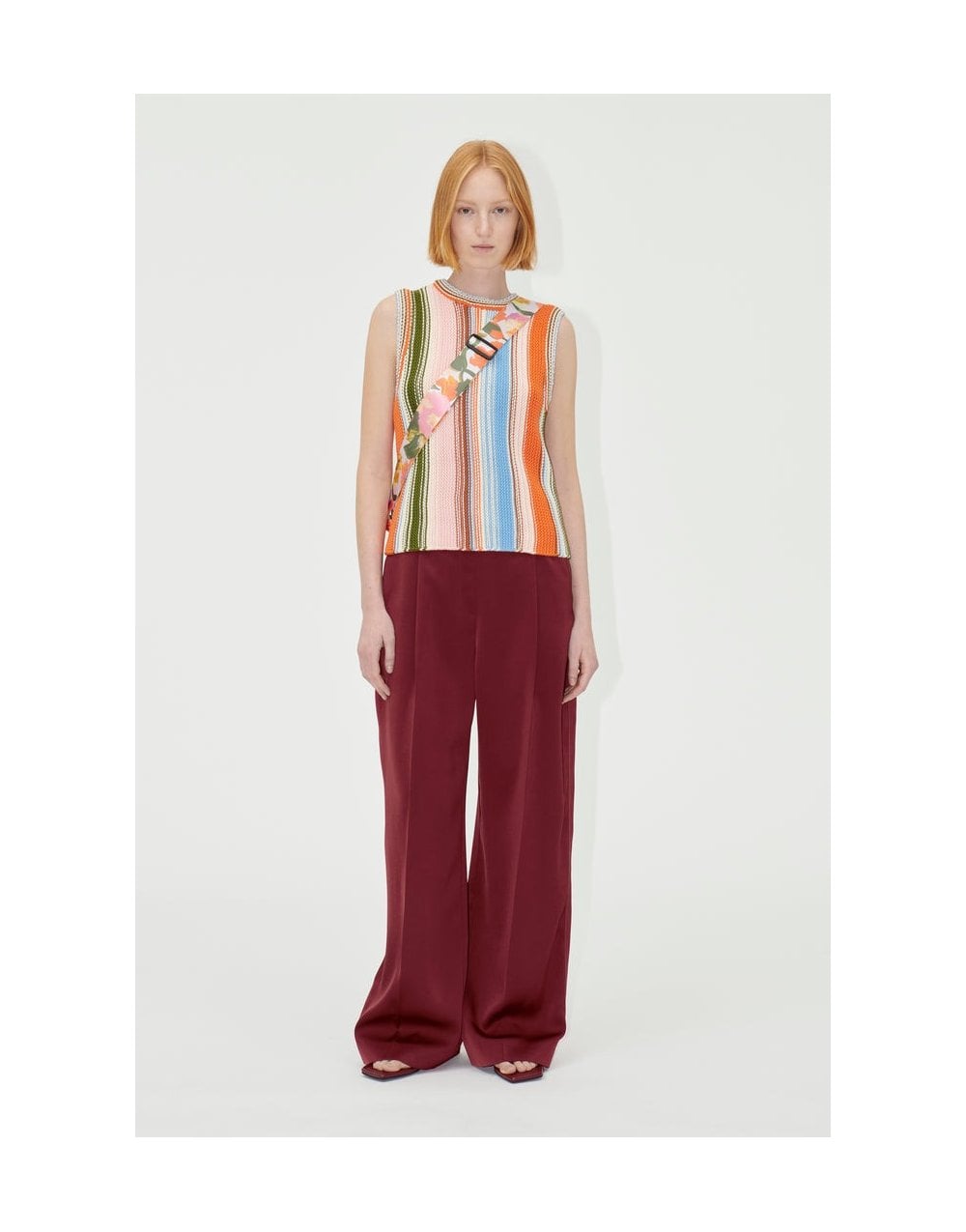 Young Ideas/Henmores - Ciara Elasticated Satin Wide Leg Trousers - Raspberry - XS