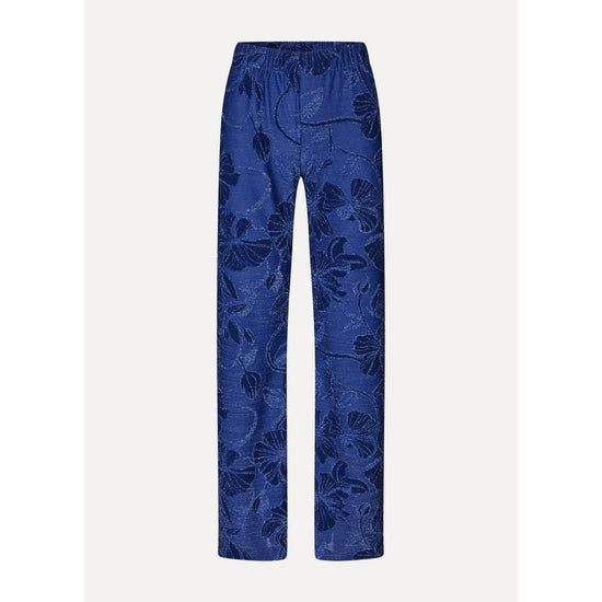 Young Ideas/Henmores - Fine Line Poppies Elasticated Straight Leg Pants - Blue - S