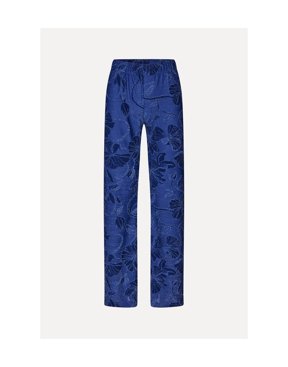 Young Ideas/Henmores - Fine Line Poppies Elasticated Straight Leg Pants - Blue - S