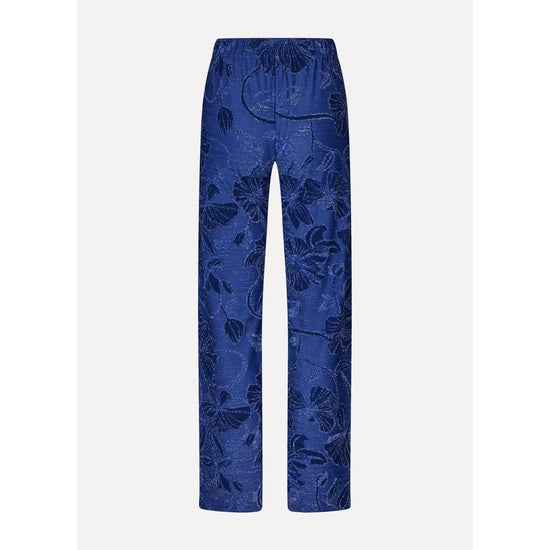 Young Ideas/Henmores - Fine Line Poppies Elasticated Straight Leg Pants - Blue - S