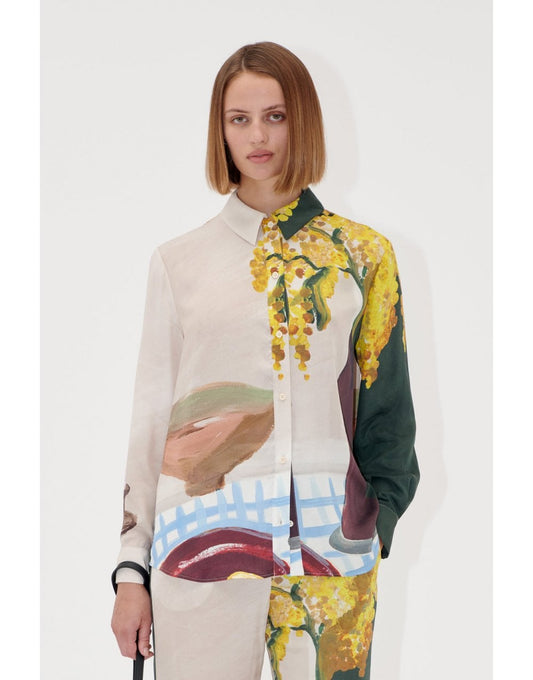 Young Ideas/Henmores - Lemons On A Plate Shirt - Brown Multi - XS