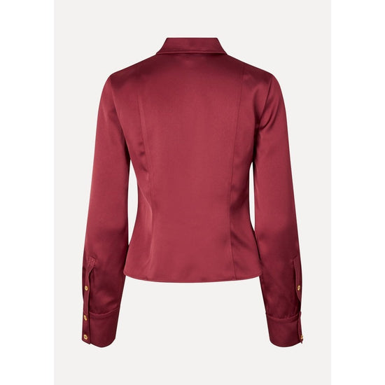 Young Ideas/Henmores - Shane Satin Button Up Shirt - Raspberry - XS