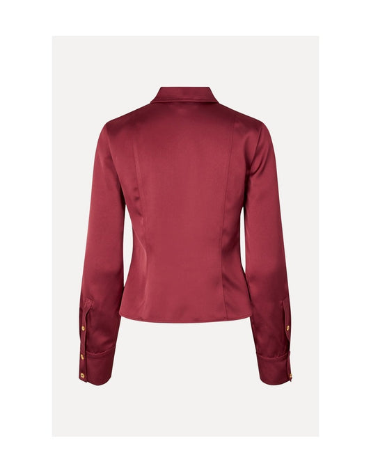 Young Ideas/Henmores - Shane Satin Button Up Shirt - Raspberry - XS